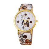 Dámské hodinky bílé, s květinami