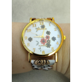 Dámské hodinky bílé, s květinami