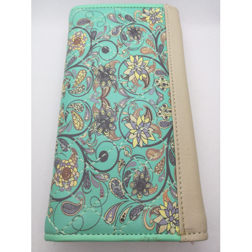 Elegantní peněženka zelená s květinami