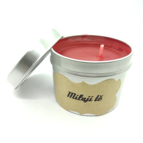 Vonná svíčka v plechovce růžový květ