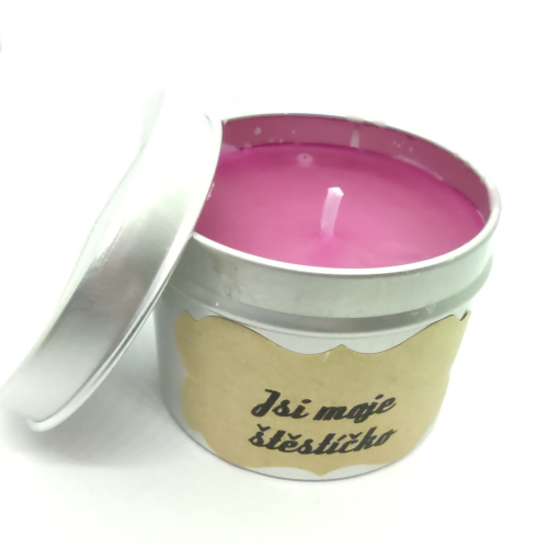 Vonná svíčka v plechovce růžový květ