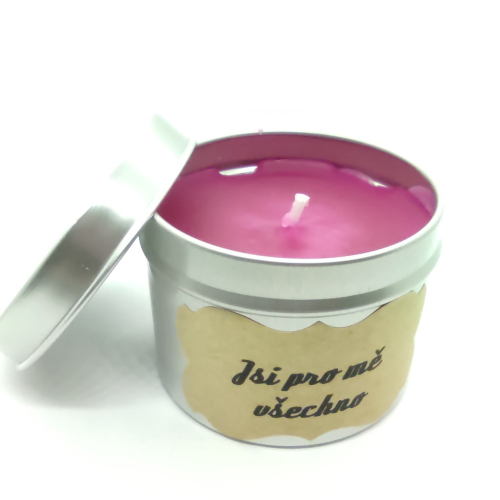 Vonná svíčka v plechovce růžový květ