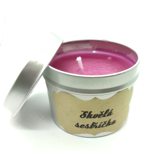 Vonná svíčka v plechovce růžový květ