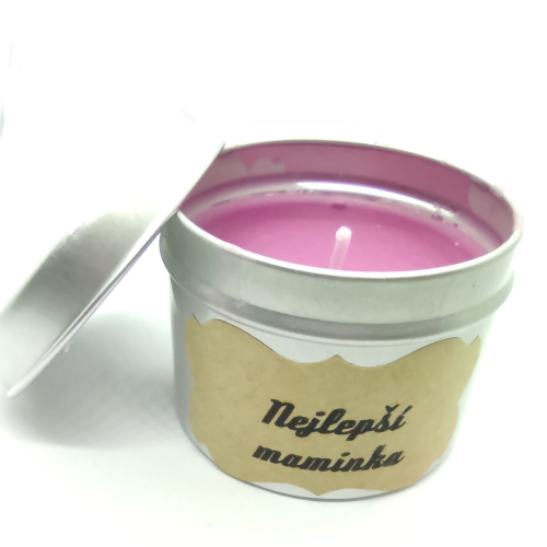 Vonná svíčka v plechovce růžový květ