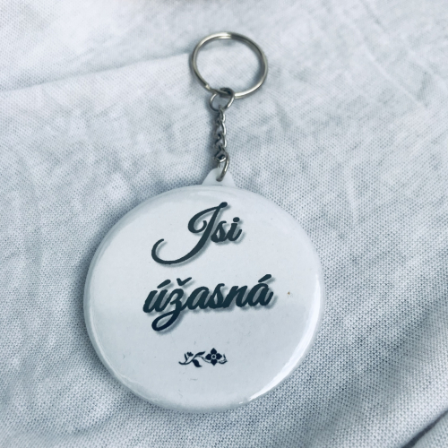 Přívěšek na klíče handmade s nápisem