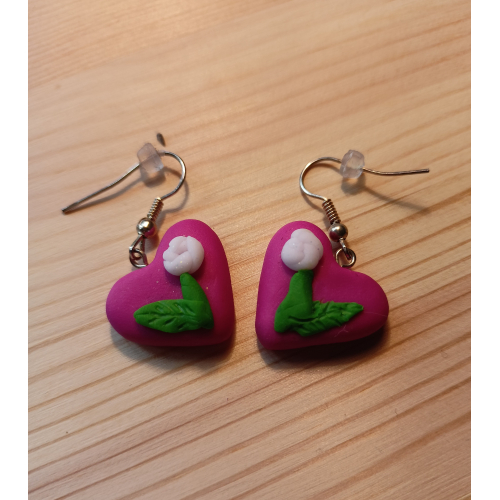 Náušnice dívčí růžová srdce