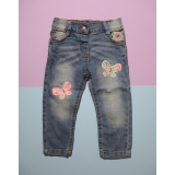 Dívčí džíny / světle modré / nášivka motýl