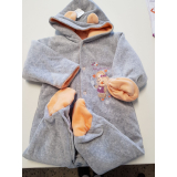 Dvouvrstvý overal s kapucí / Šedá s oranžovou