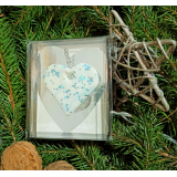 Přívěšek na klíče Bilé srdce se třpytkou