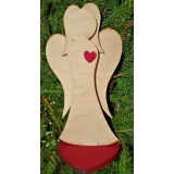 Anděl 29 cm, přírodní s červeným srdcem