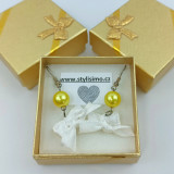 Náušničky v krabičce - žlutozlatá