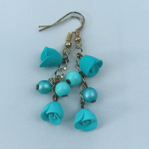 Náušnice růžičky modré