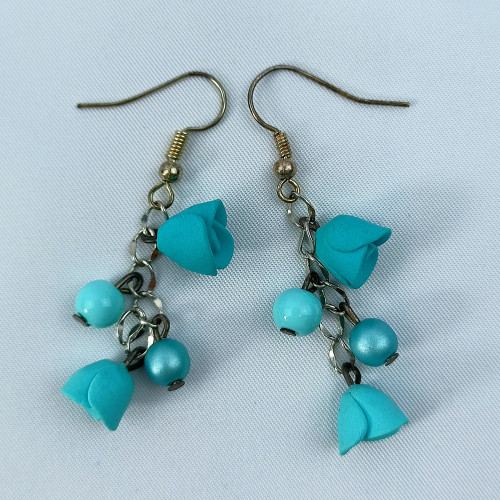 Náušnice růžičky modré