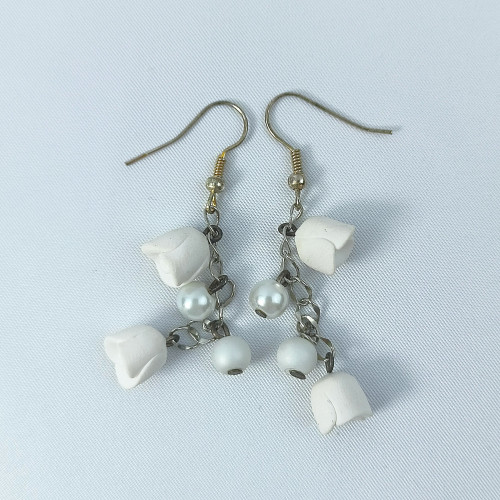 Náušnice bílé růžičky