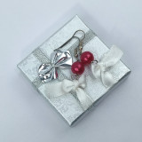 Náušničky v krabičce - fialovočervená