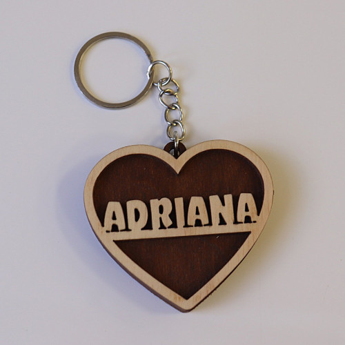 Schlüsselbund Adriana - Persifiziertes Herz mit Namen.