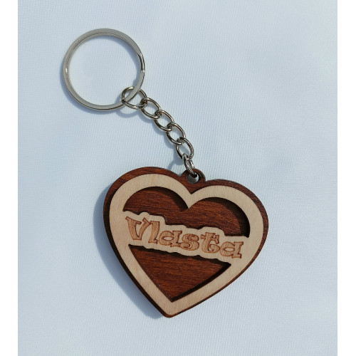 Schlüsselbund Vlasta - Persifiziertes Herz mit Namen.