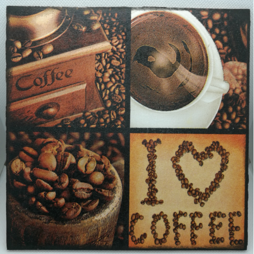 Obrázek z dřevěné překližky Káva, 16 cm