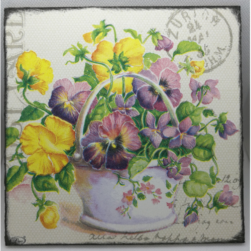 Obrázek z dřevěné překližky Květiny, 16 cm