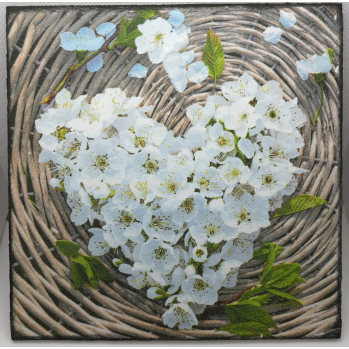 Obrázek z dřevěné překližky Květiny, 16 cm