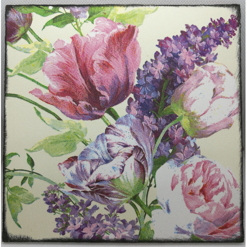 Obrázek z dřevěné překližky Květiny, 16 cm