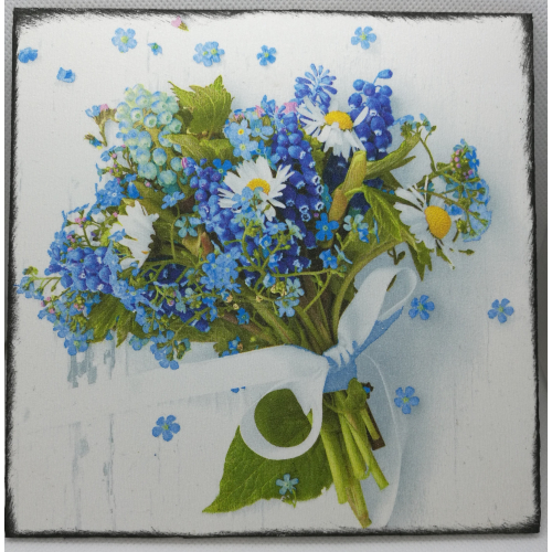 Obrázek z dřevěné překližky Květiny, 16 cm