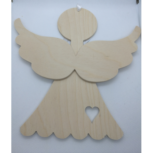 Dřevěný anděl přírodní s věnováním, 20 cm