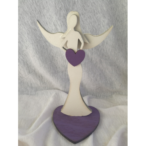 Anděl 16 cm, bílo fialový