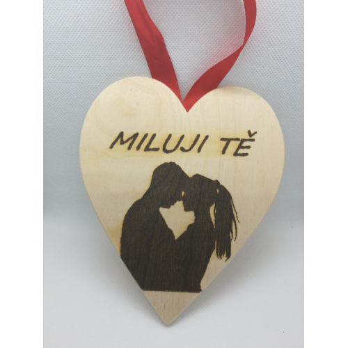 Dřevěné srdce Miluji tě