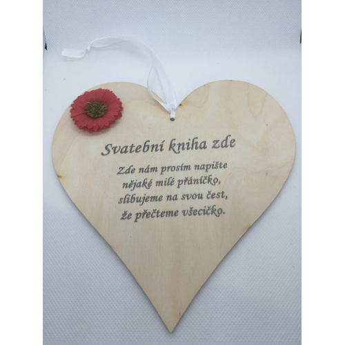 Dřevěné srdce Svatební kniha zde, handmade