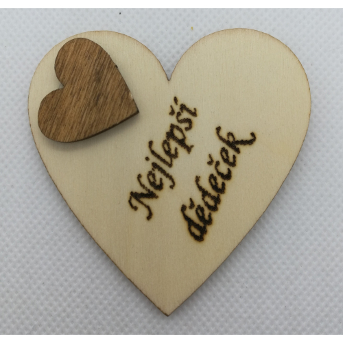 Srdce s věnováním Nejlepší dědeček" 6x6 cm, magnetka"