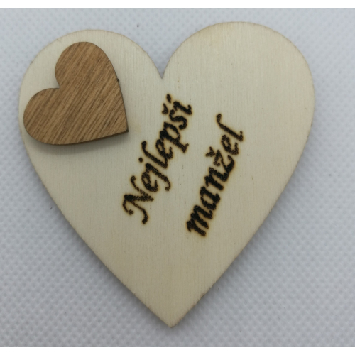 Srdce s věnováním Nejlepší manžel" 6x6 cm, magnetka"