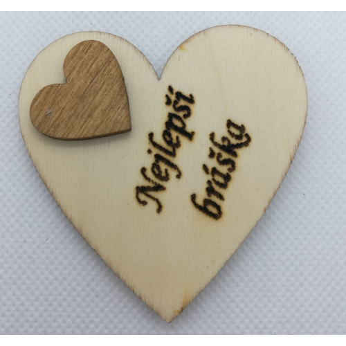 Srdce s věnováním Nejlepší bráška" 6x6 cm, magnetka"