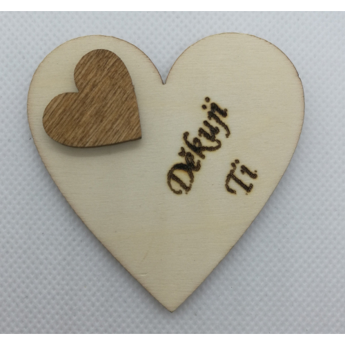 Srdce s věnováním Děkuji ti" 6x6 cm, magnetka"