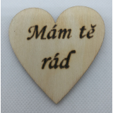 Srdce s věnováním Mám tě rád" 6x6 cm, magnetka"