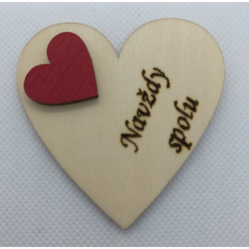 Srdce s věnováním Navždy spolu" 6x6 cm, magnetka"