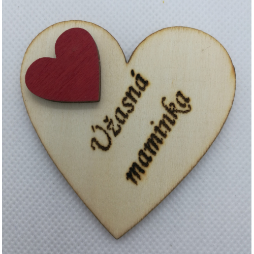 Srdce s věnováním Úžasná maminka" 6x6 cm, magnetka"