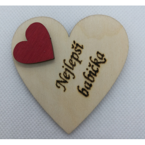 Srdce s věnováním Nejlepší babička" 6x6 cm, magnetka"