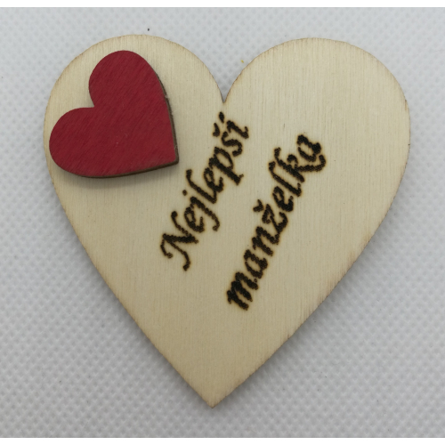 Srdce s věnováním Nejlepší manželka" 6x6 cm, magnetka"