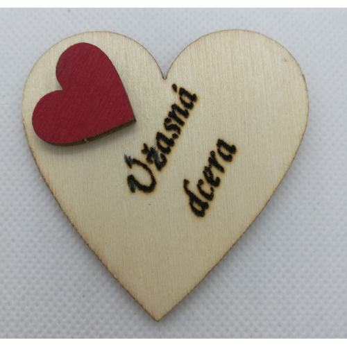 Srdce s věnováním Úžasná dcera" 6x6 cm, magnetka"