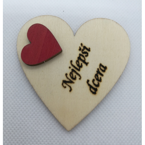 Srdce s věnováním Nejlepší dcera" 6x6 cm, magnetka"