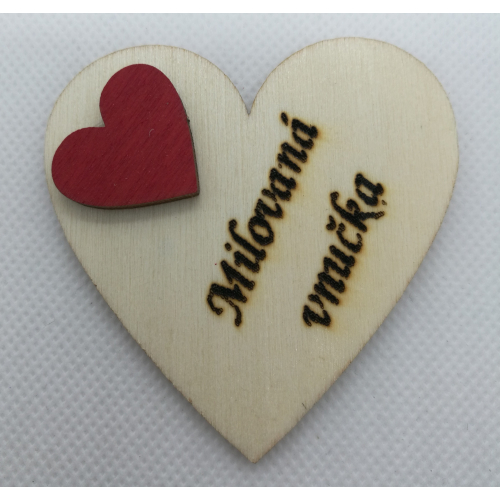 Srdce s věnováním Milovaná vnučka" 6x6 cm, magnetka"