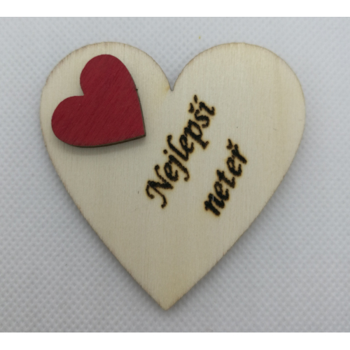 Srdce s věnováním Nejlepší neteř" 6x6 cm, magnetka"