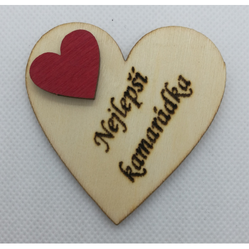 Srdce s věnováním Nejlepší kamarádka" 6x6 cm, magnetka"