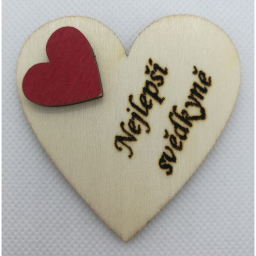 Srdce s věnováním Nejlepší svědkyně" 6x6 cm, magnetka"