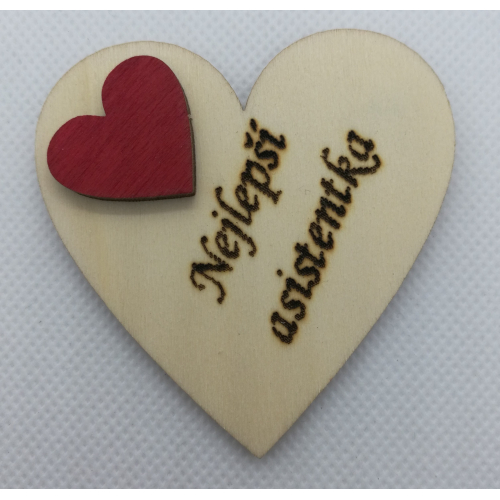 Srdce s věnováním Nejlepší asistentka" 6x6 cm, magnetka"
