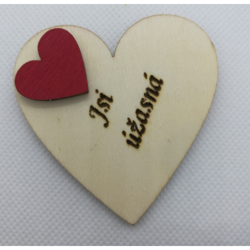 Srdce s věnováním Jsi úžasná" 6x6 cm, magnetka"