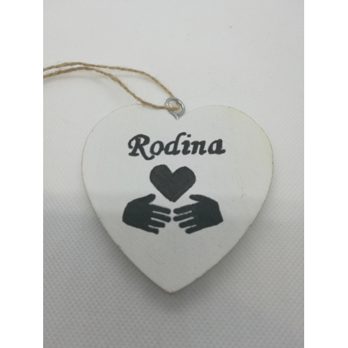 Dřevěné srdíčko rodina, 7 cm