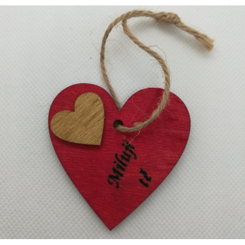 Srdce s věnováním Miluji tě" 5,5x5,5 cm, na zavěšení"